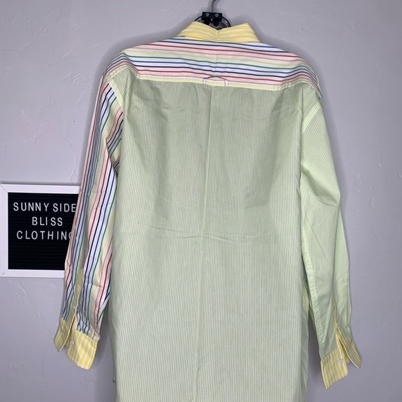 Free People Solid & Striped Rainbow Color Block Dress Shirt Size Medium - Picture 12 of 16